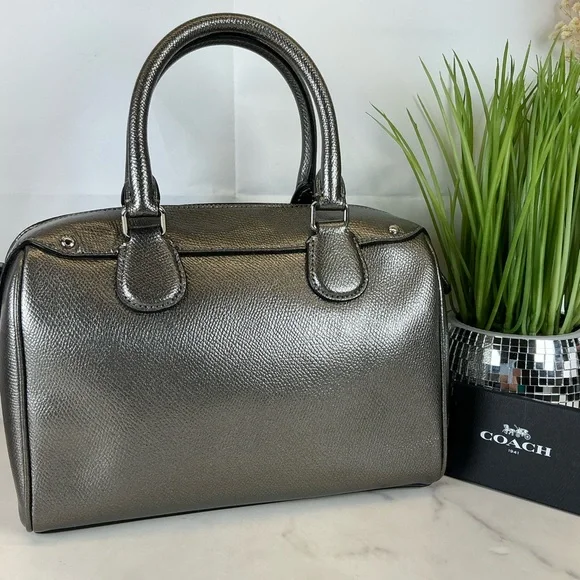 COACH F56125 GRAY SILVER METALLIC BENNETT LEATHER HAND BAG HOLIDAYS NEW YEAR